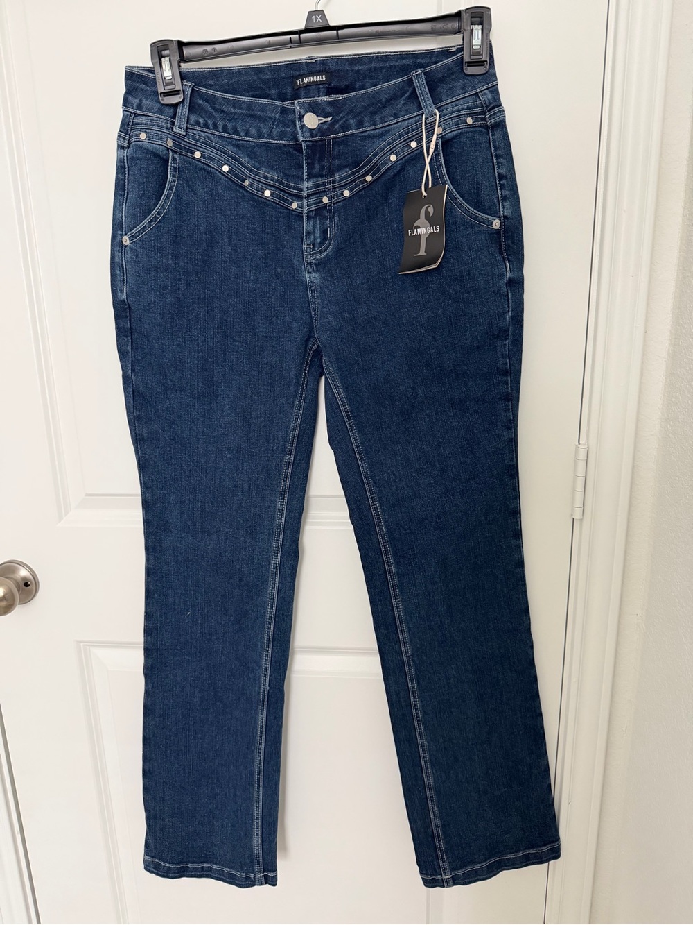 Flawless Dark Blue Bootcut Jeans with Stud Detail